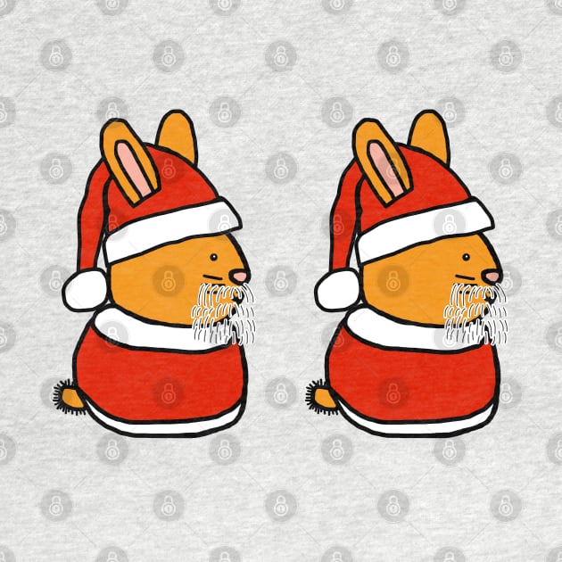 Cute Santa Bunny Rabbit Pair by ellenhenryart